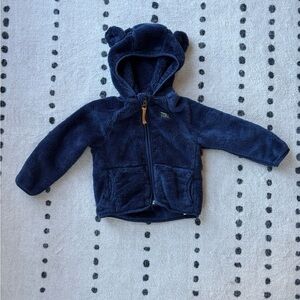Navy Blue Fleece Baby Hoodie with Bear Ears
